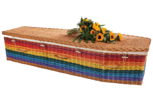 Traditional Rainbow coloured Willow Coffin