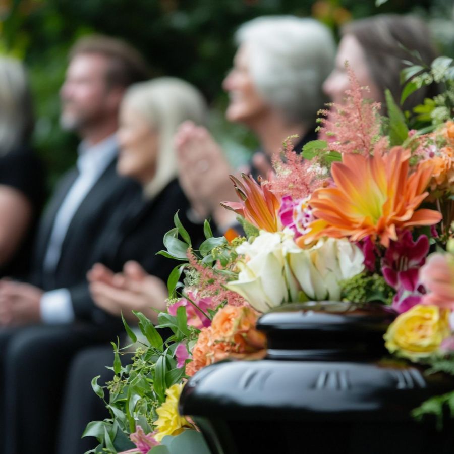people at an attended funeral