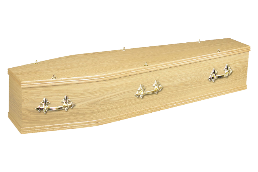Traditional Square End Veneered Oak Coffin